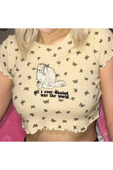 Butterfly Cat Print Top