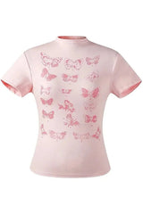 Butterfly Cotton Y2k Top