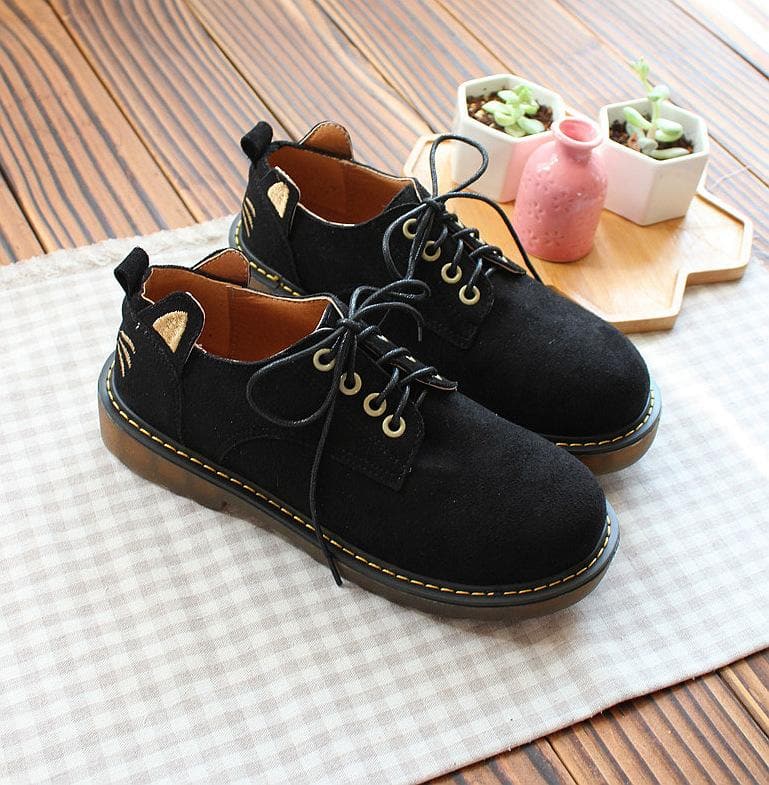 Khaki/Pink/Beige/Black Pastel Kitty Platform Shoes