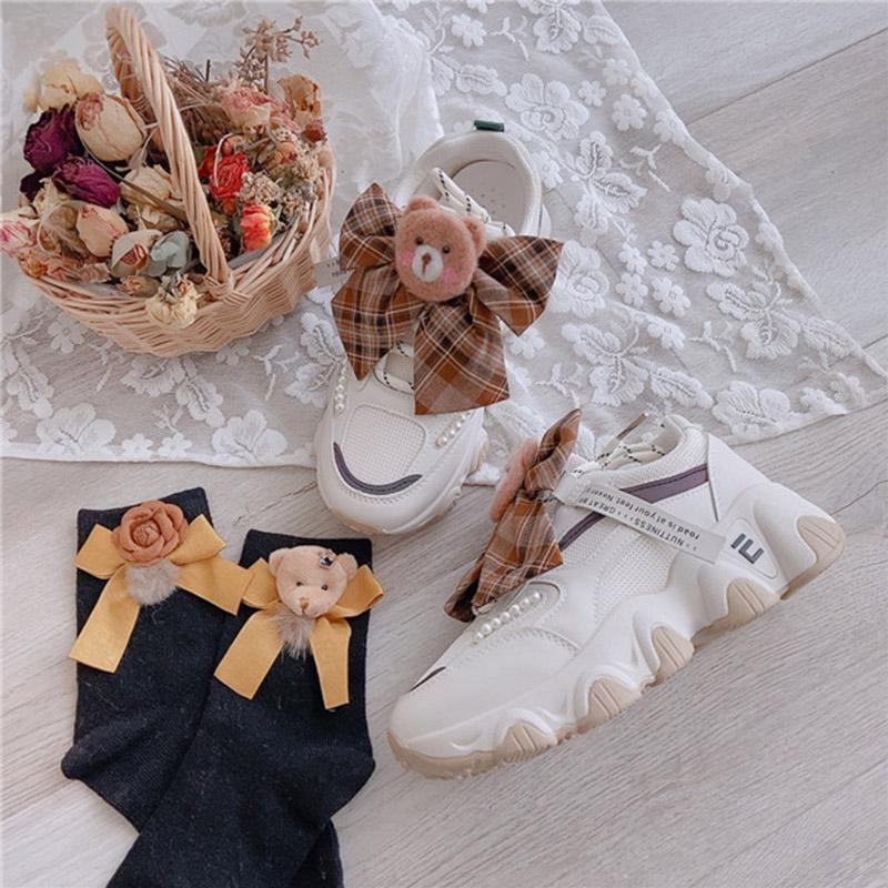 Kawaii Sweet Bear Cartoon Bow Lace Up Sneakers SS2124