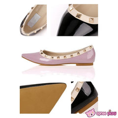 6 Colors Rivet Woman PU Flats Shoes Pointed Shoes