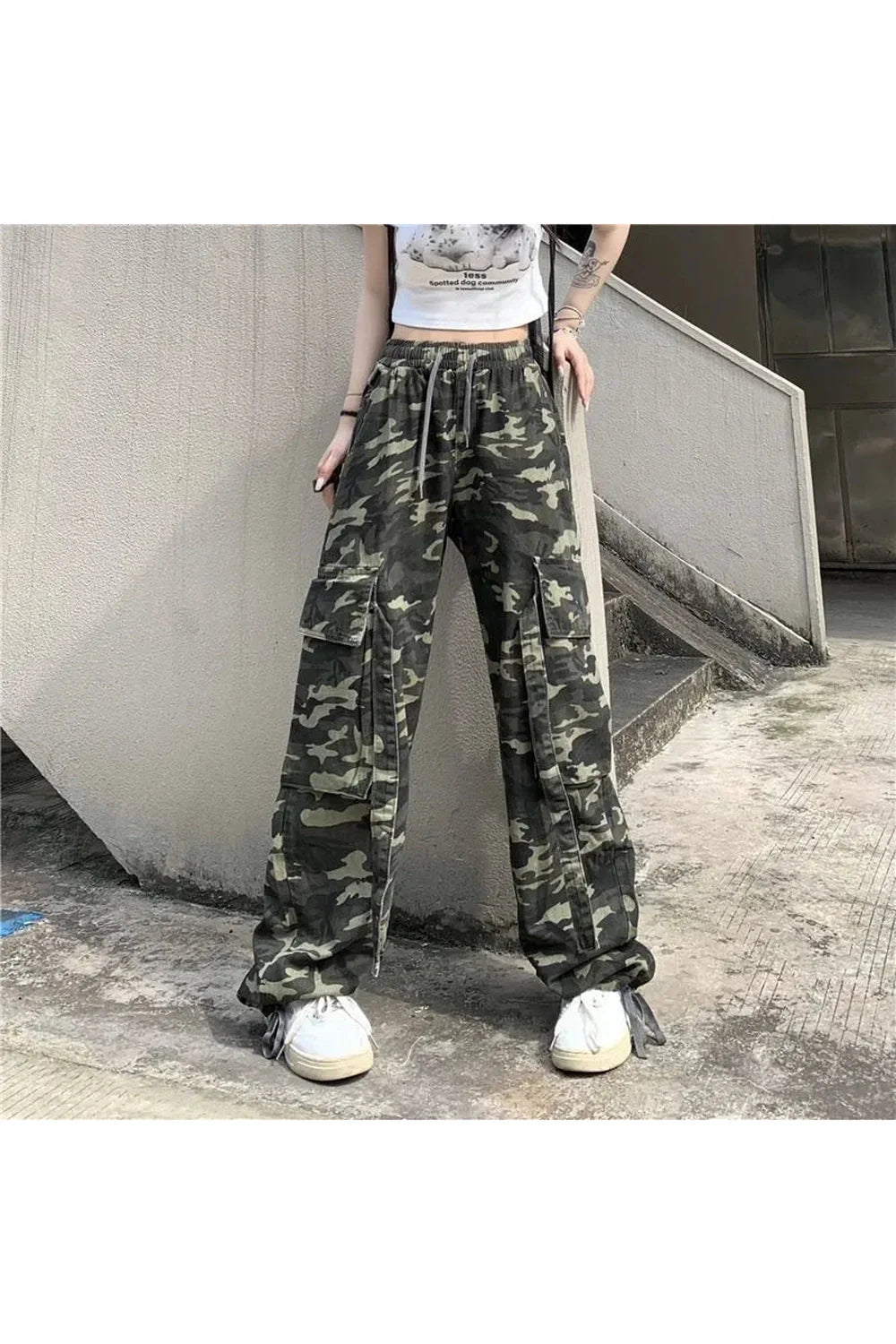 Camouflage High Waist Drawstring Pants