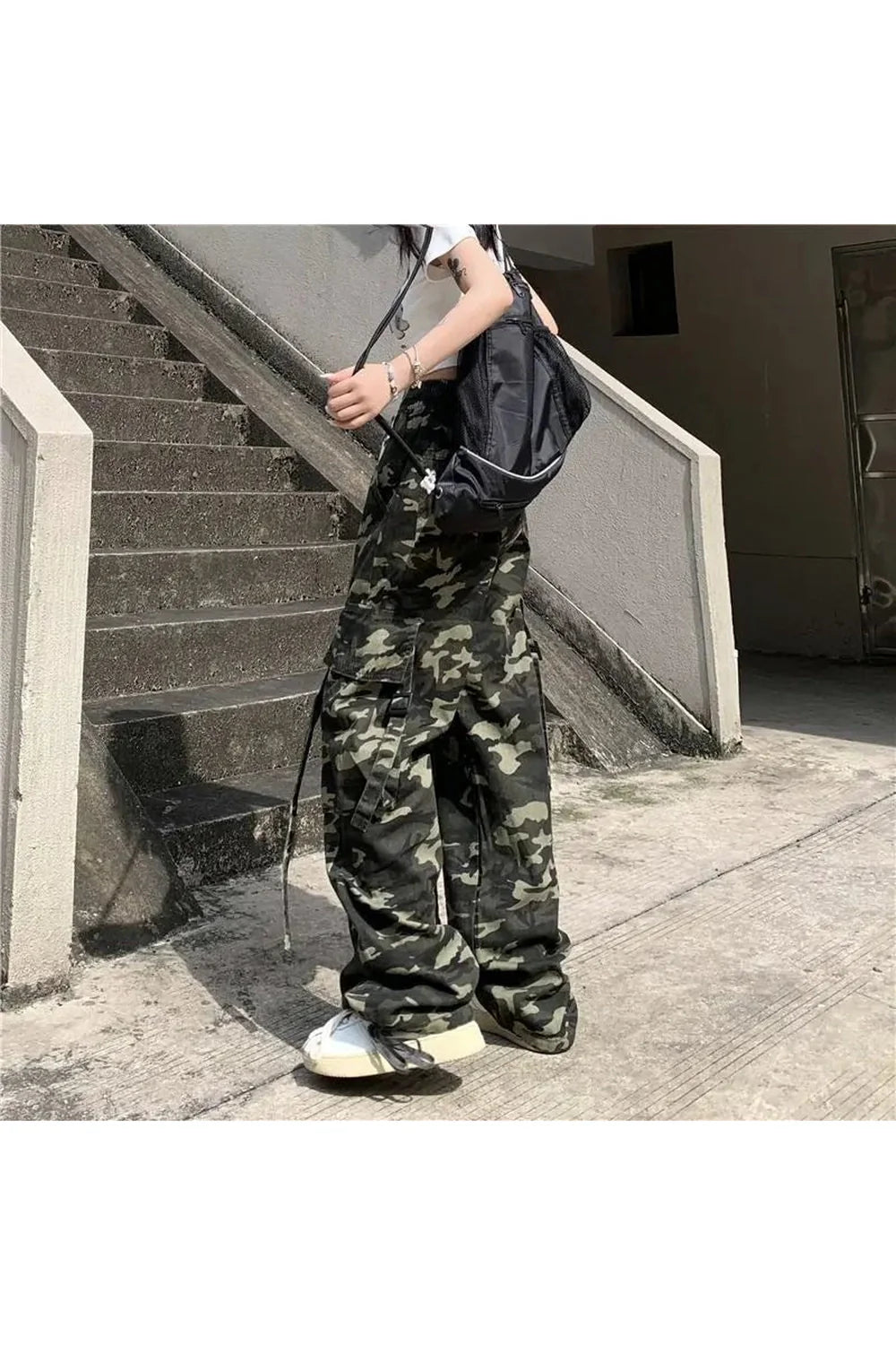 Camouflage High Waist Drawstring Pants