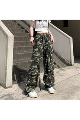 Camouflage High Waist Drawstring Pants