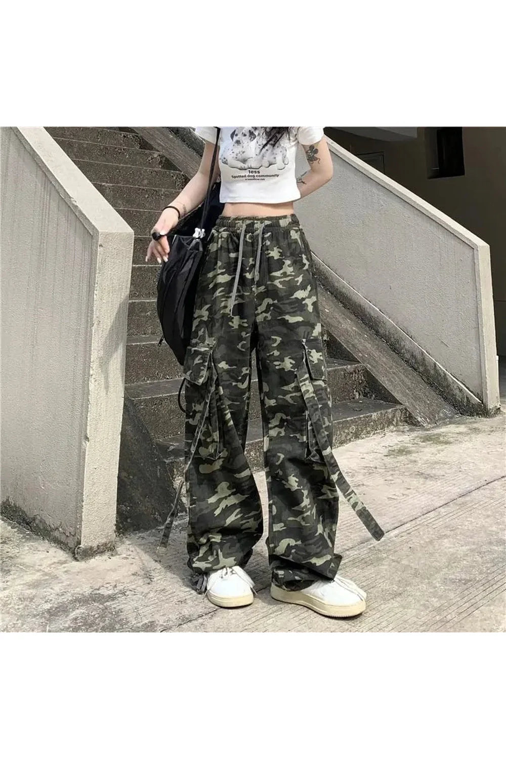 Camouflage High Waist Drawstring Pants