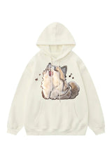 Fall Cartoon Cat Embroidery Hoodie