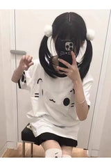 Cartoon Print Patchwork T-shirts