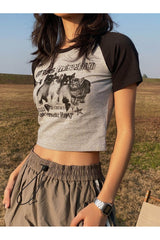 Cat Print Y2k Crop Top