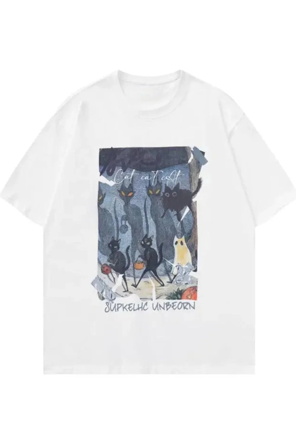 Cat Print Y2k T-Shirt