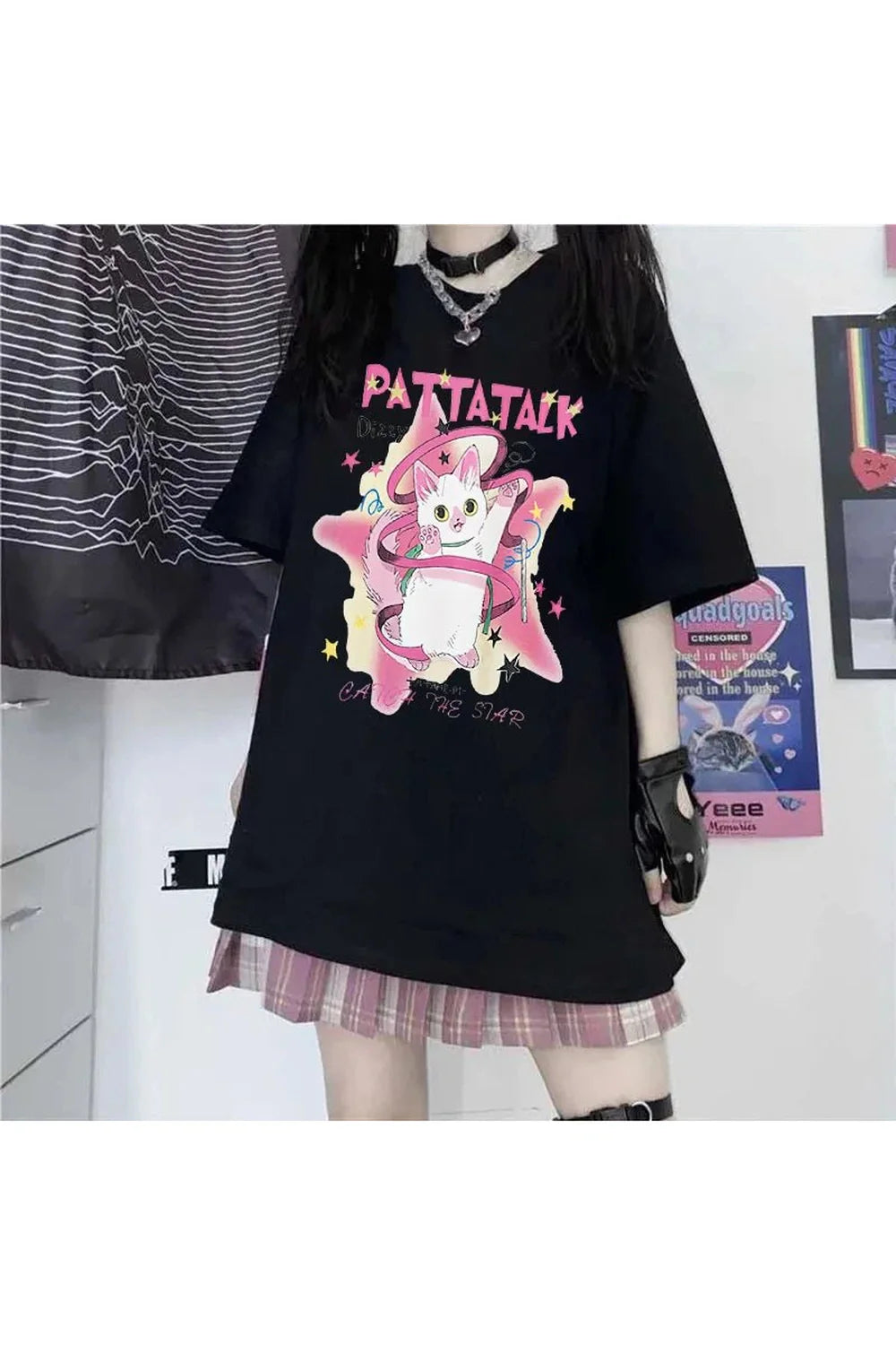 Cat Print Y2k T-Shirt