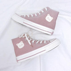 Sweet Lolita Rabbit Bear Print Canvas Shoes