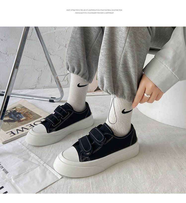 Adhesive Strap Canvas Platform Sneakers YP567