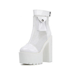 Mesh Punk High Heel Platform Boots