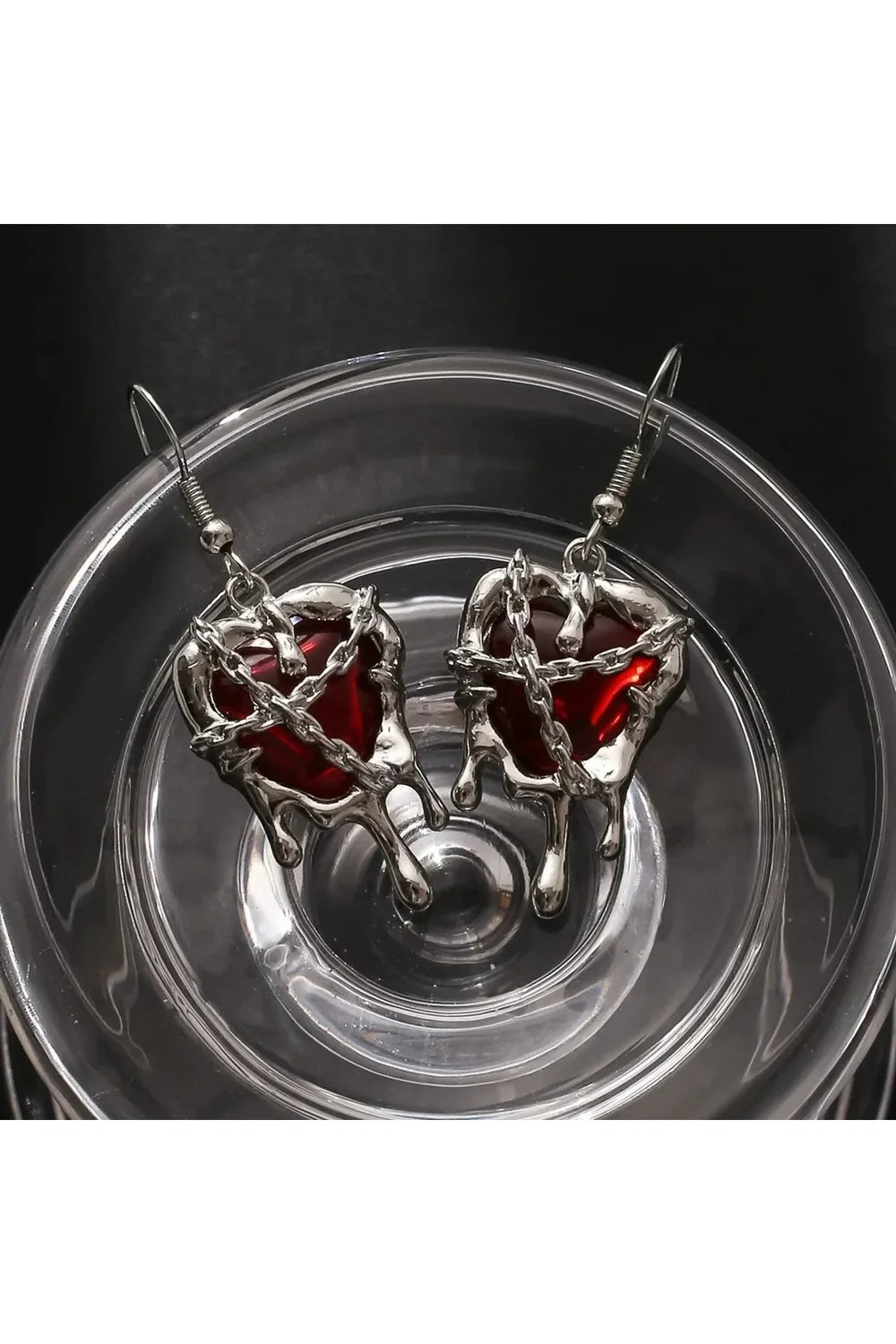 Chained Blood Heart Earrings