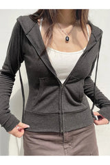 Fall Charcoal Chic Zip-Up Hoodie