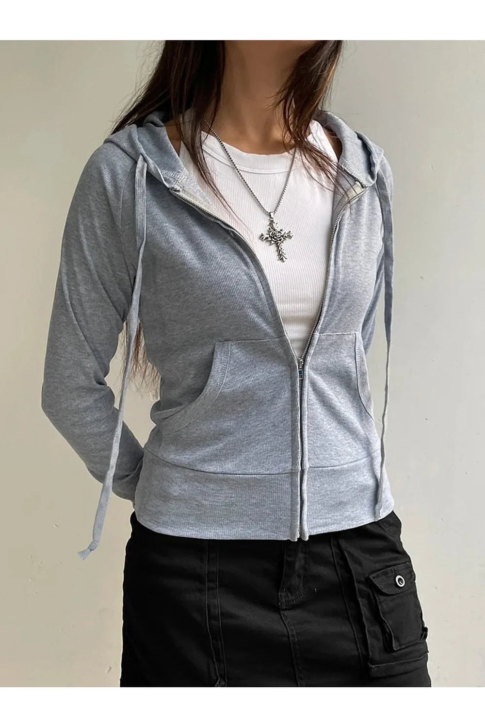 Fall Charcoal Chic Zip-Up Hoodie