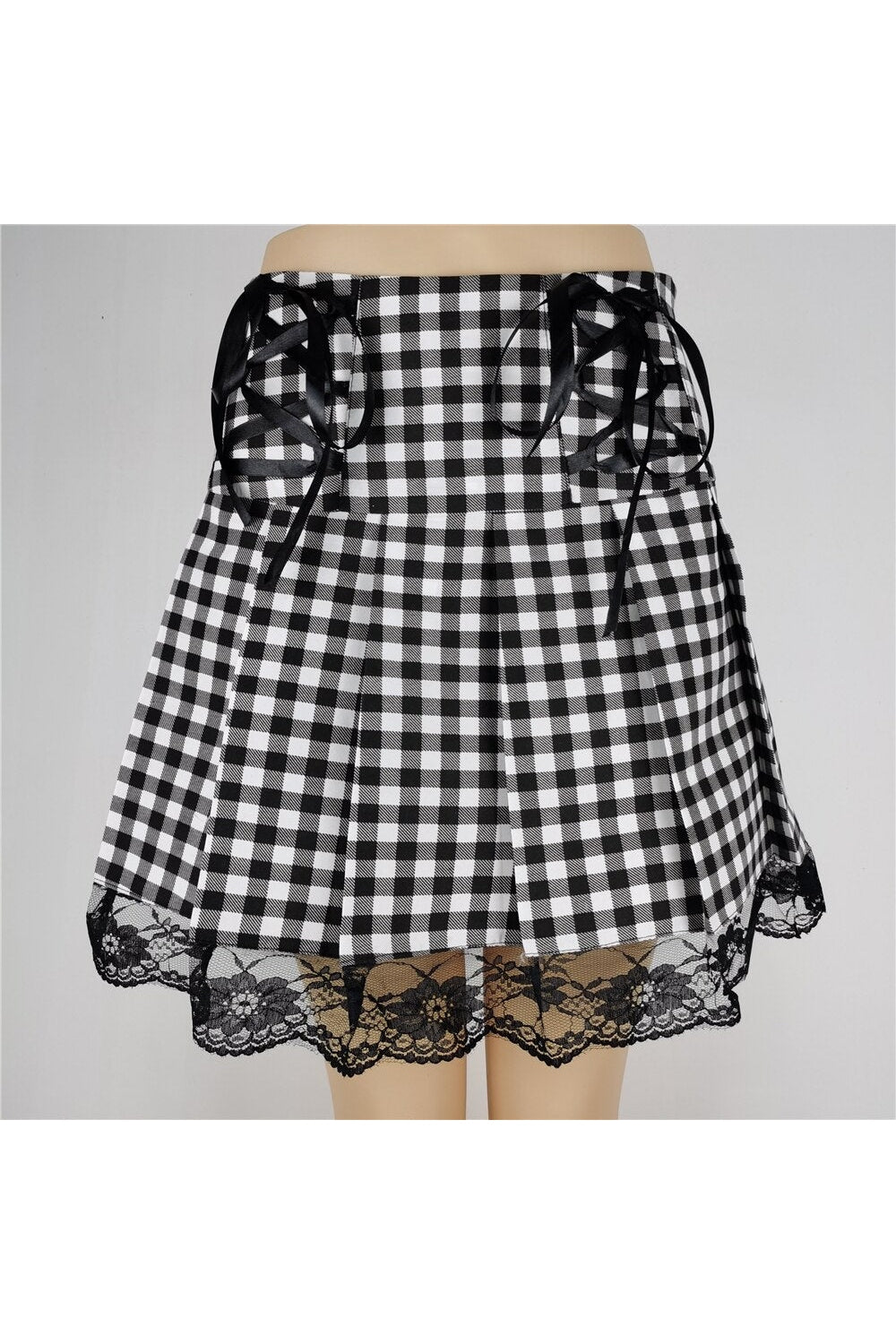 Checkerboard Lace Up Skirt