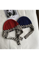 Checkerboard Lei Feng Ear Warmer Cap