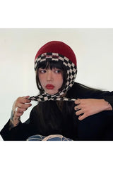 Checkerboard Lei Feng Ear Warmer Cap