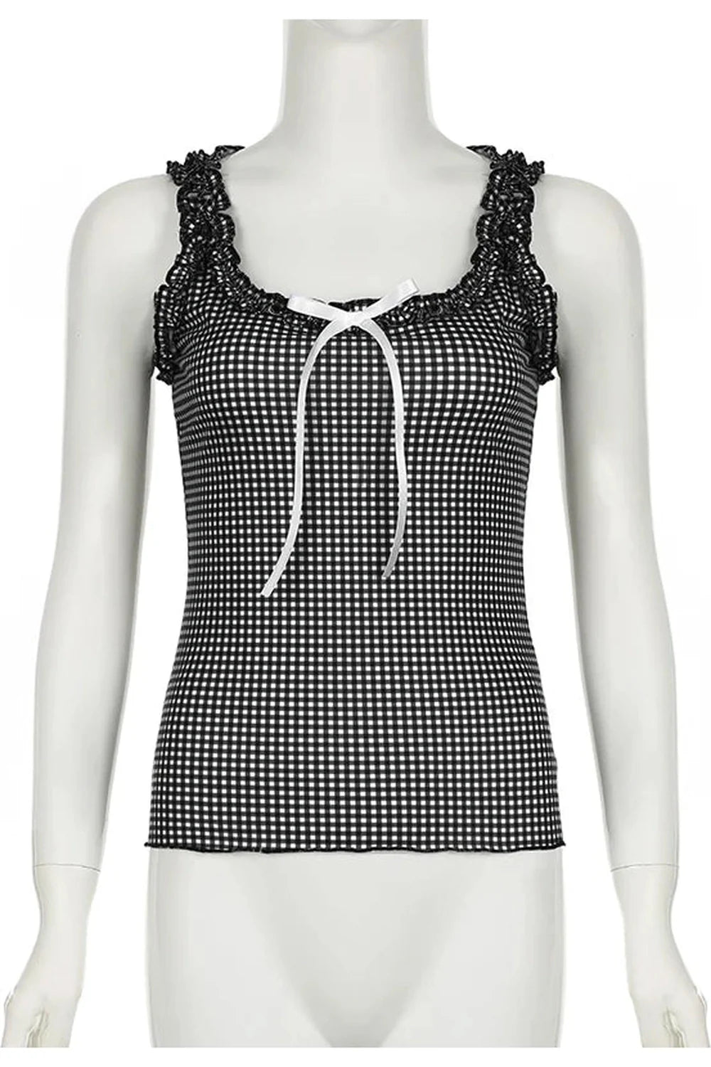 Checkerboard Ruffle Camisole Top