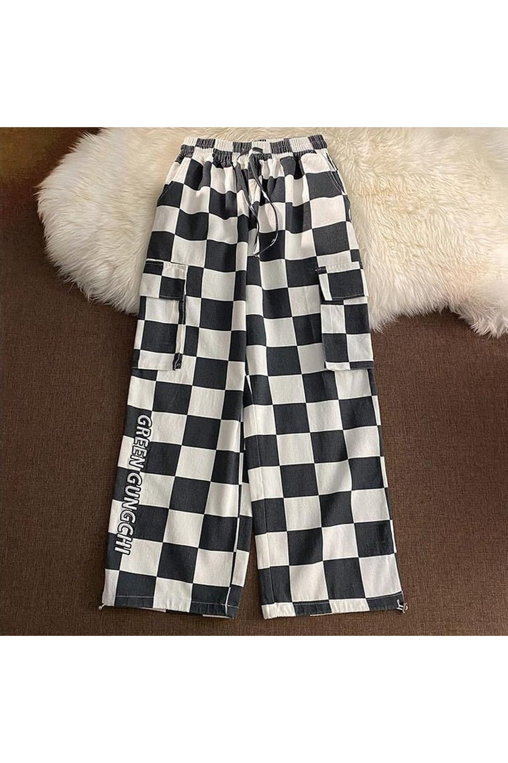 Checkerboard Wide Leg Pants