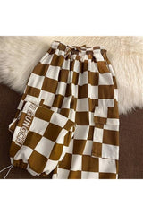 Checkerboard Wide Leg Pants