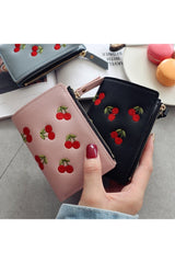 Cherry Embroidered Wallet