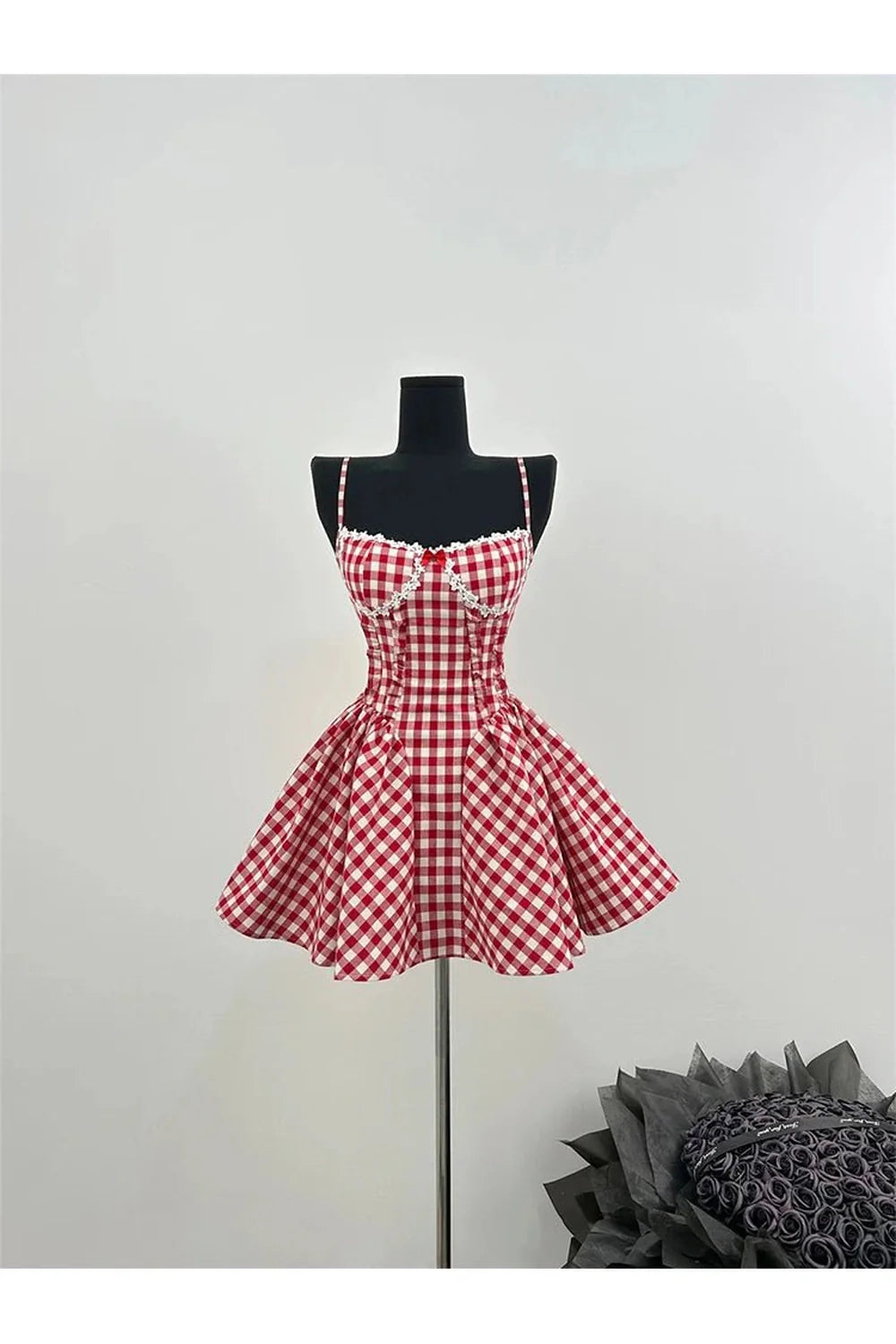 Cherry Gingham Sweetheart Dress