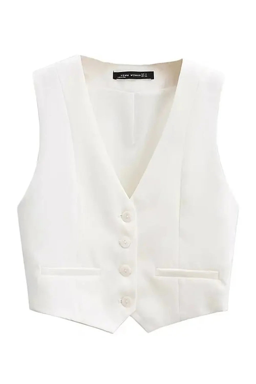 Gilet blanc chic à col en V