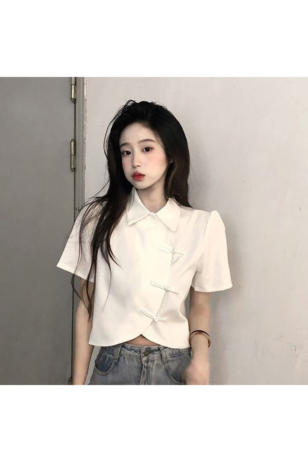 Chinese Style Crop Top Shirt