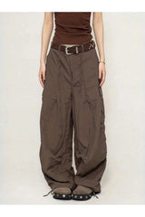 Chocolate Brown Parachute Cargo Pants