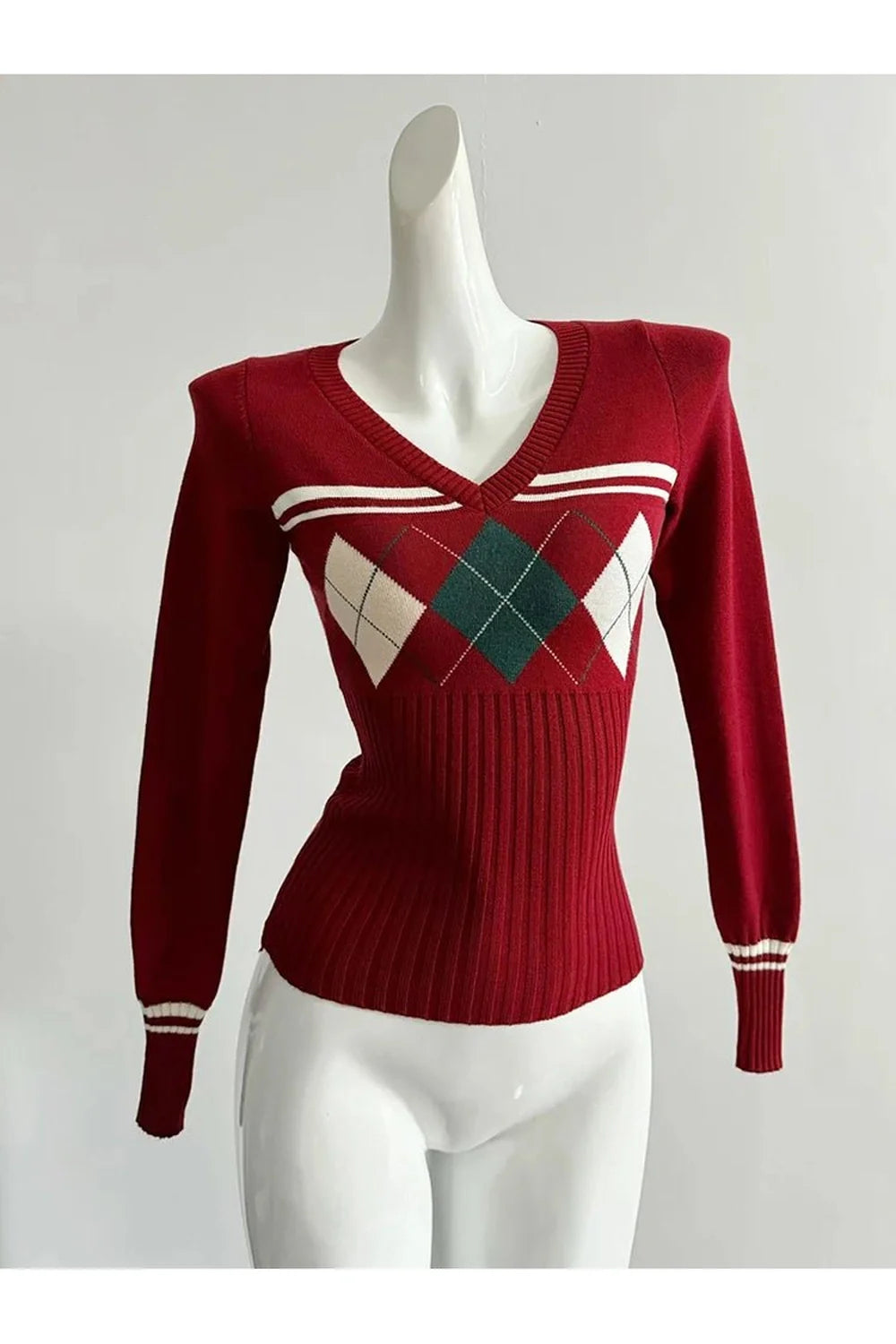 Fall Classic Argyle Knit Sweater