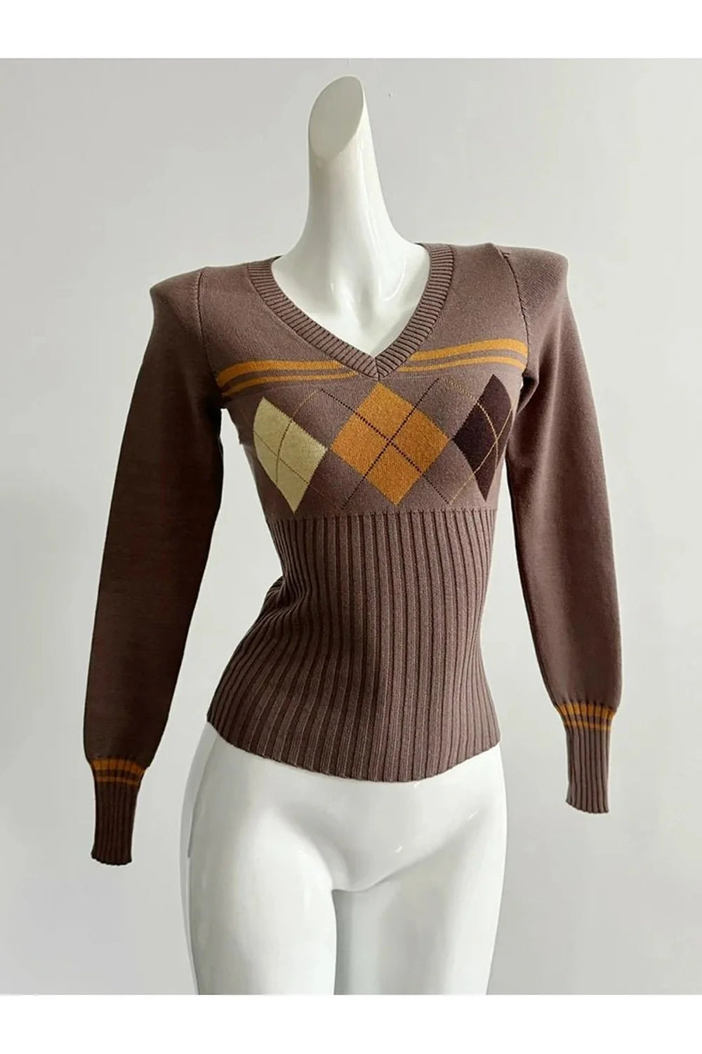 Fall Classic Argyle Knit Sweater