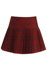 Classic Red Plaid Pleated Skirt