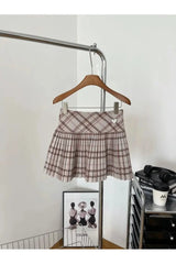 Classic Red Plaid Pleated Skirt