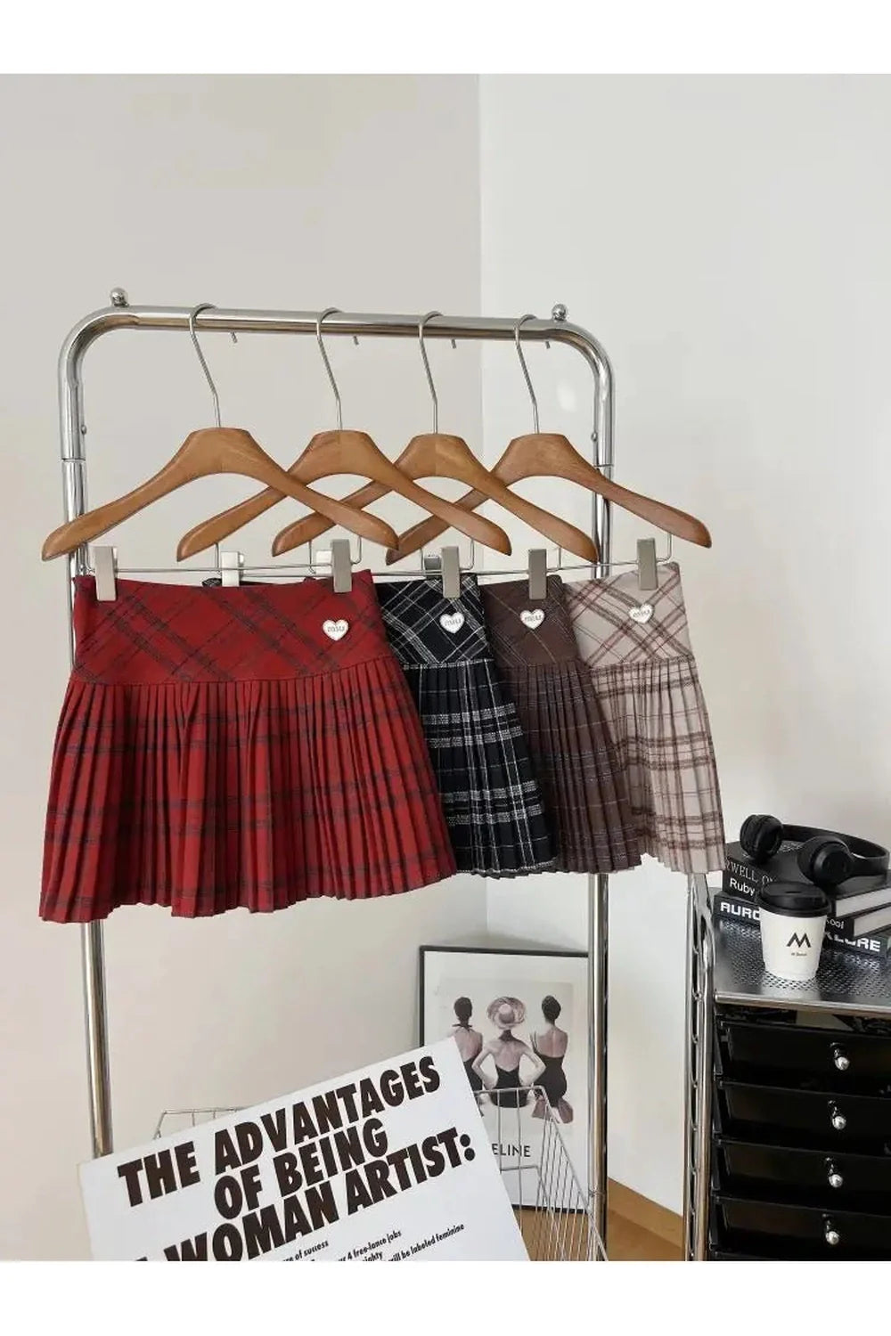 Classic Red Plaid Pleated Skirt