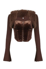 Cocoa Couture Faux Fur Corset Top