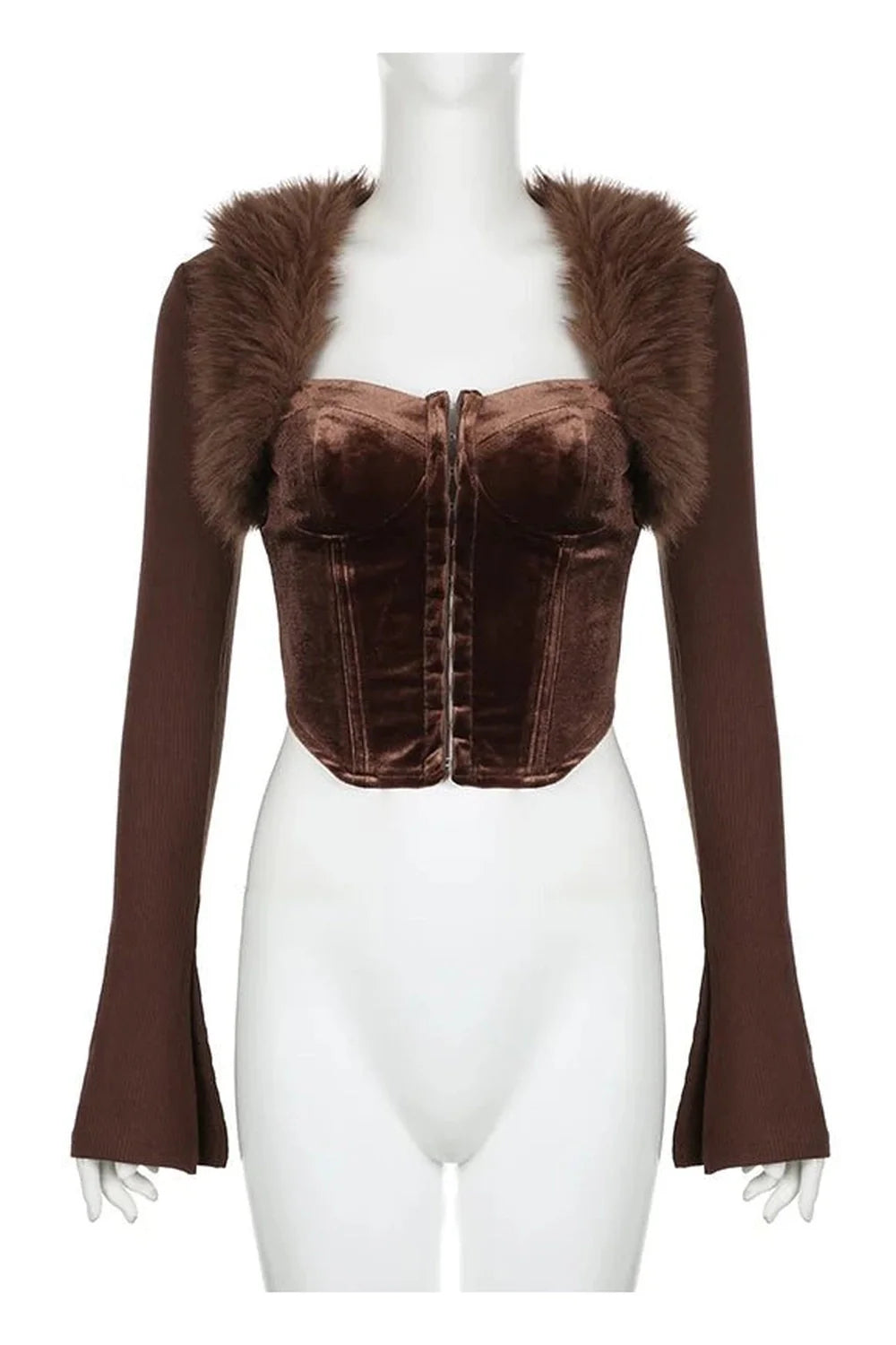 Cocoa Couture Faux Fur Corset Top