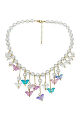 Color Crystal Butterfly Necklace