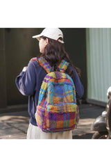 Colorful Patchwork Sherpa Backpack