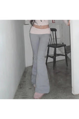 Contrast Patch Flare Pants