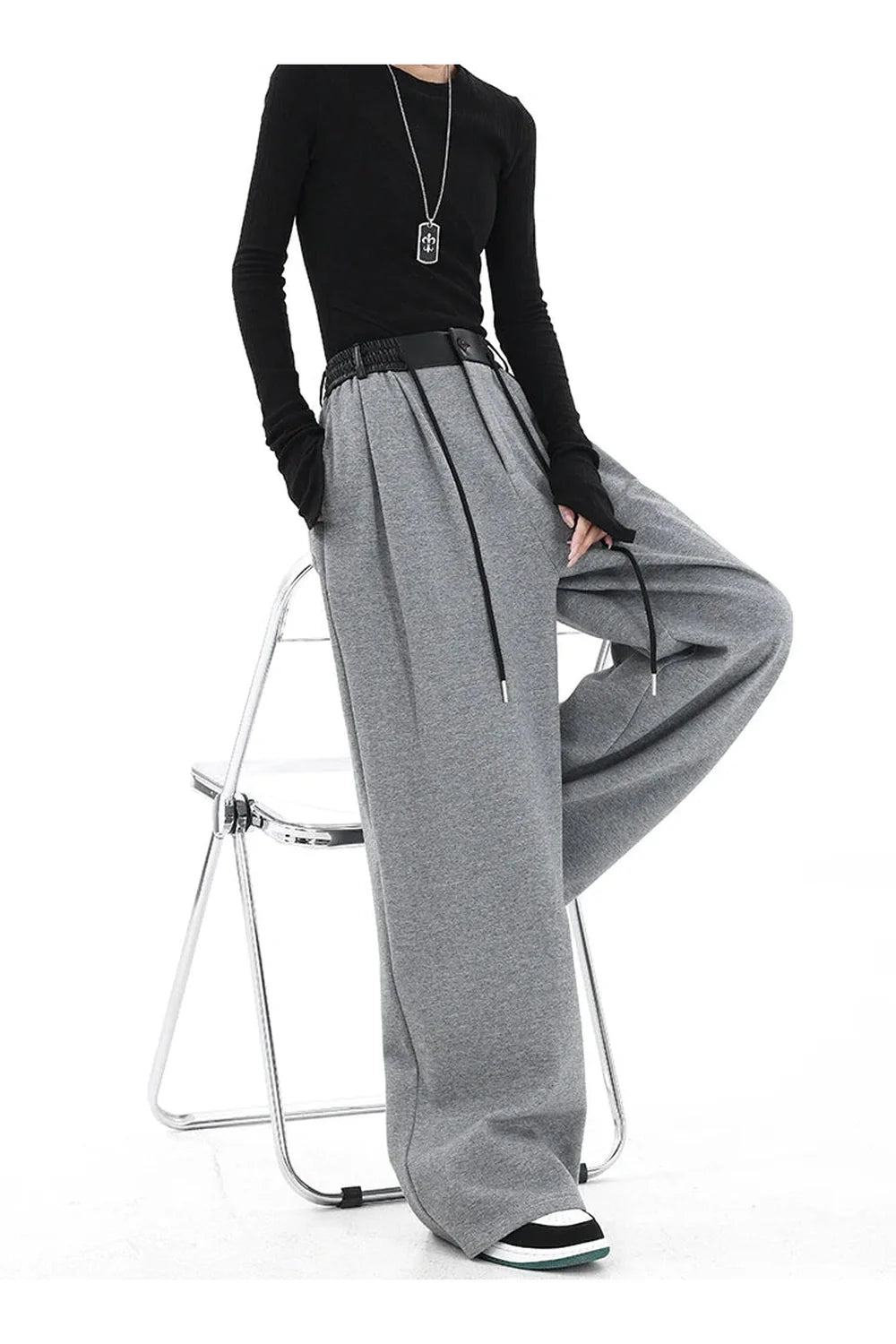 Contrast Spliced Wide Pants