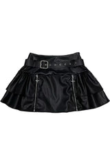 Cool Zipped Leather Mini Skirt