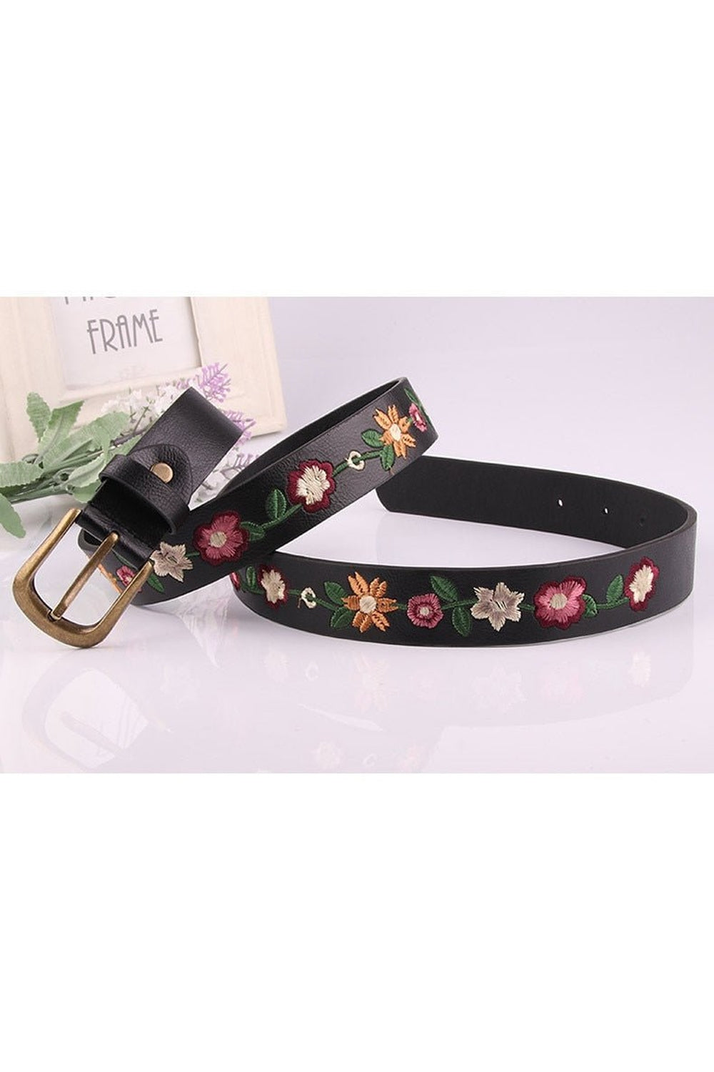 Coquette Embroidered Flower Belt