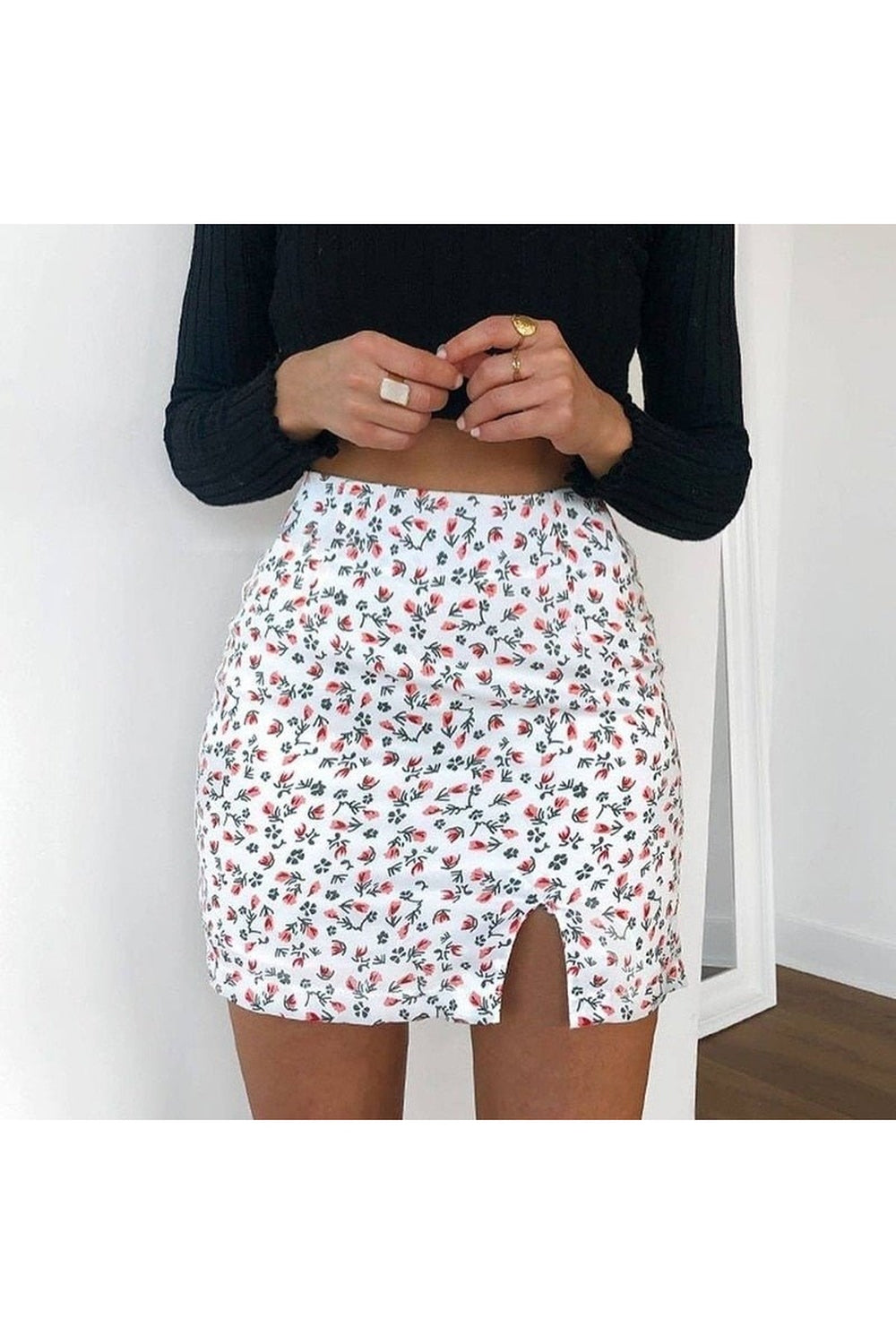 Coquette Floral Print Mini Skirt