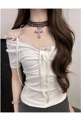 Coquette Lace Up Shoulder Tops