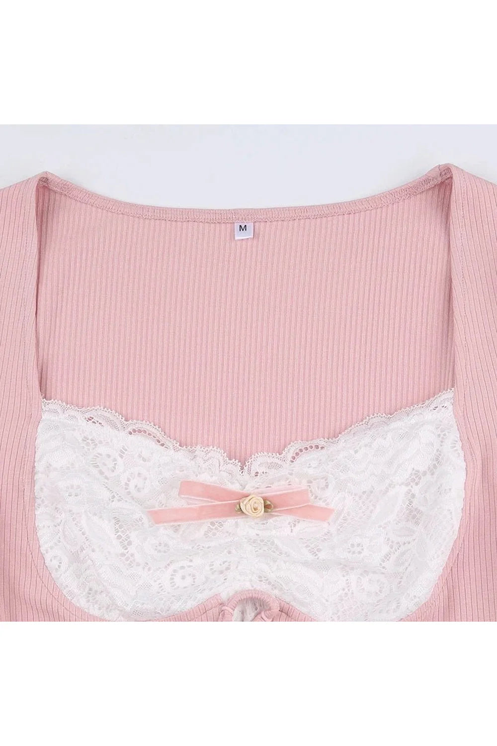 Coquette Pink Patchwork Crop Top