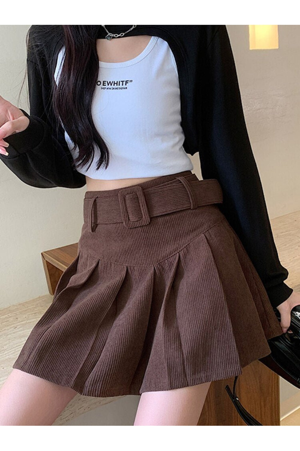 Corduroy High Waist Mini Skirt