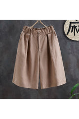 Short taille haute décontracté en coton