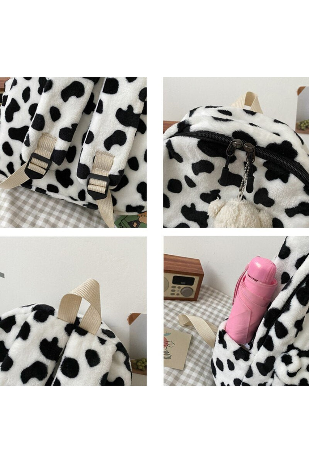 Cow Pattern Plush Backpack